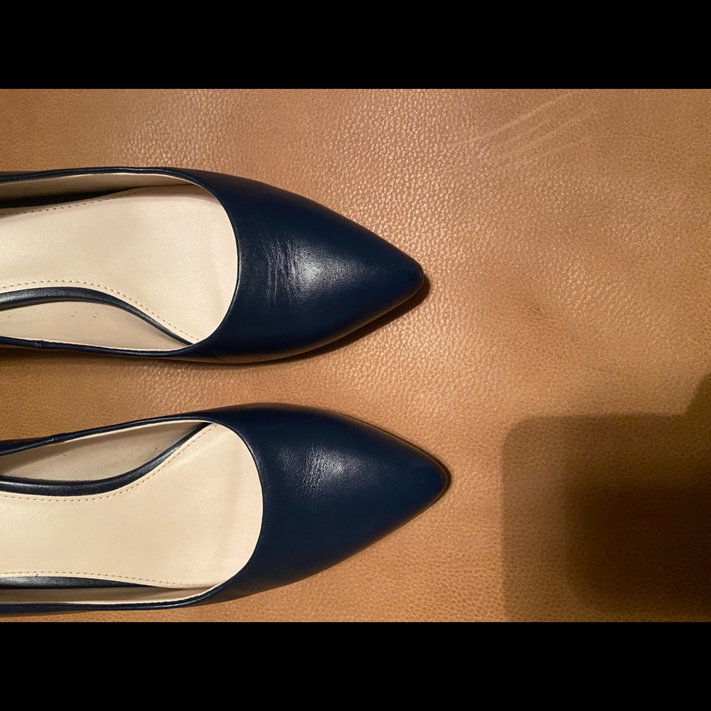 Cole han blue leather low heels
